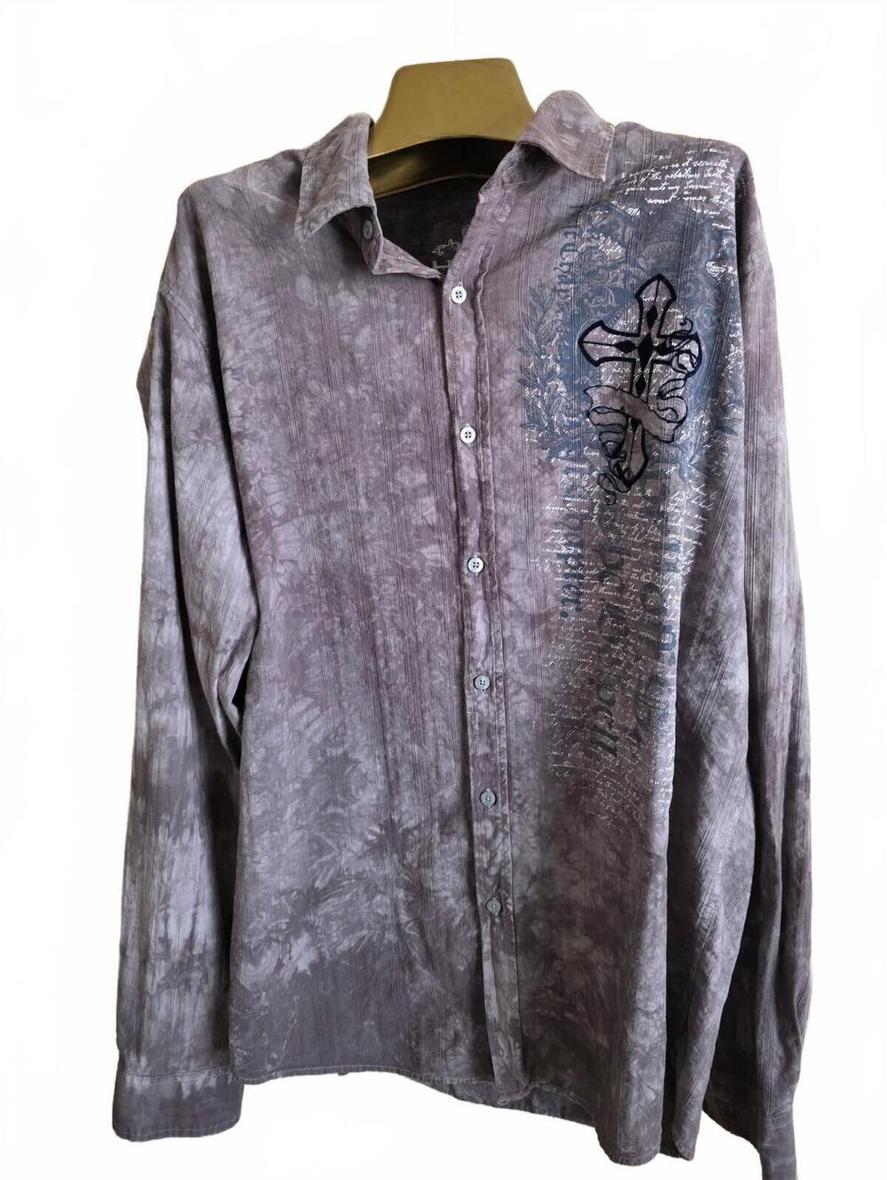 Vintage Y2K Gothic Grunge Helix Men's 2XL Long Sleeve Button-Up Shirt